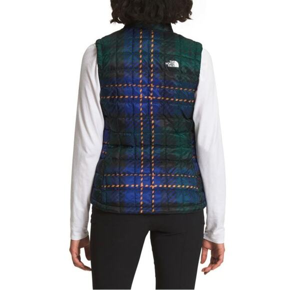 NWT The North Face Plaid Printed ThermoBall Eco Vest Blue Green Womens Sze Small - Picture 2 of 13